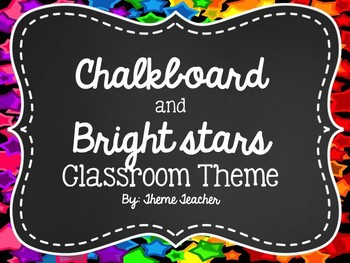 Preview of Chalkboard and Bright Stars Classroom Theme- EDITABLE