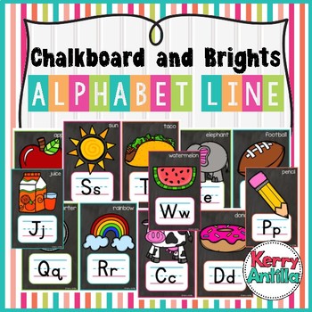 Chalkboard and Brights Alphabet Line by Kerry Antilla | TPT