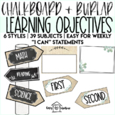 Chalkboard & Burlap Learning Objective Signs | I Can State