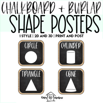 Preview of Chalkboard and Burlap Shape Posters | 2D and 3D Shapes and Figures