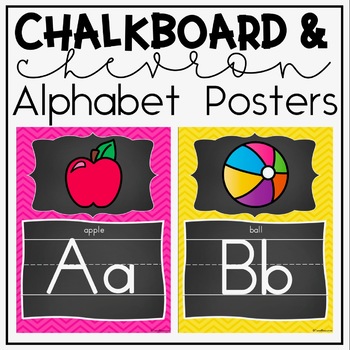 Alphabet Posters and Bunting in a Chalkboard and Chevron Classroom ...