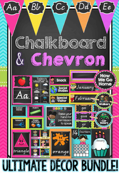 Preview of Chalkboard and Chevron Decor Bundle in Victorian Cursive Font