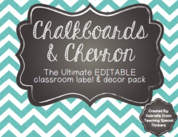 Preview of Chalkboard and Chevron, Oh My! EDITABLE Old School Classroom Decor Pack