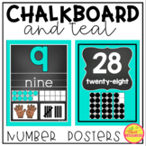 Chalkboard and Teal Number Posters 0-20 and 0-30
