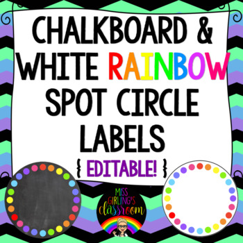 Preview of Chalkboard and White Circle Labels {Editable!} 3 Sizes!