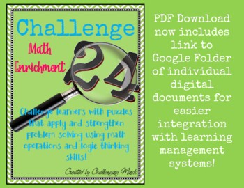 Preview of Challenge 24 Math Puzzles - Both PDF and Google Files Included!