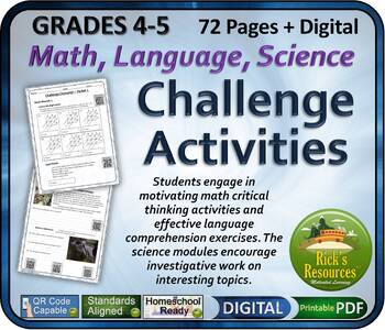 Preview of Math, Science, Language Challenge Activities - Print and Digital Versions