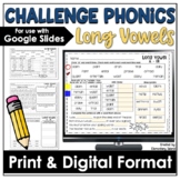 Challenge Phonics Long Vowels Worksheets Digital & Print |