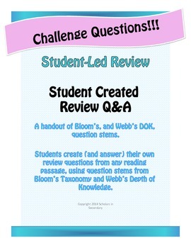 Preview of Challenge! Student-Led Review Using Bloom's and Webb's DOK Question Stems