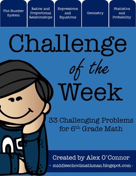 Preview of 6th Grade Math Challenge of the Week Problems