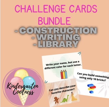 Preview of Challenge task cards bundle - construction, library, writing, Literacy