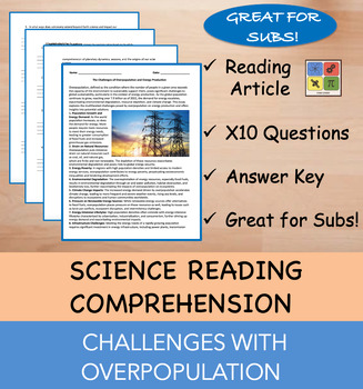 Preview of Challenges of Rapid Population Growth - Reading Passage x10 Questions(EDITABLE)