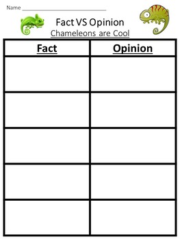 Preview of Chameleons are Cool Fact & Opinion Sort