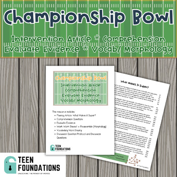 Preview of Championship Bowl | What Makes it Super? Intervention: Fluency, Comp, Vocabulary