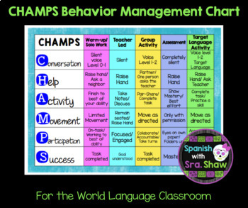 Preview of Champs Student Expectation Chart Spanish French German World Language