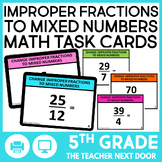 5th Grade Change Improper Fractions to Mixed Numbers Task 