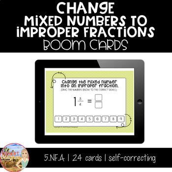 Preview of Change Mixed Numbers to Improper Fractions - Boom Cards | Distance Learning