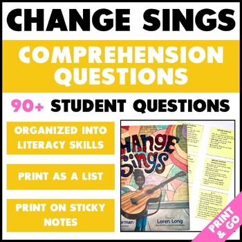 Preview of Change Sings Read Aloud Questions - Reading Response Open-Ended Questions
