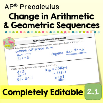 Preview of Change in Arithmetic and Geometric Sequences (Unit 2 AP Precalculus)
