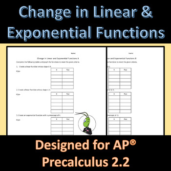 Preview of Change in Linear and Exponential Functions AP® Precalculus 2.2 Worksheet