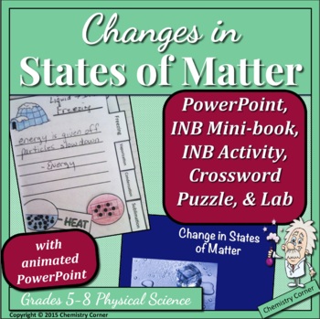 Preview of Change in States of Matter: PowerPoint with INB Notes & Lab