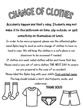 Change of Clothes Letter by Ms Halls Busy Bees | TPT