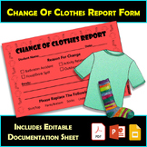 Change of Clothes Report Form - Accident Report Form - Pre