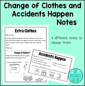 Fall Clothing Reminder for Daycares Change of Clothes Slip