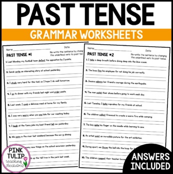 change the verb to past tense worksheet pack by pink tulip teaching creations