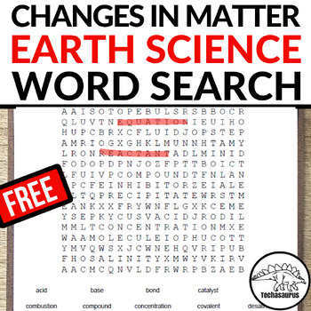 Changes In Matter Vocabulary Word Search