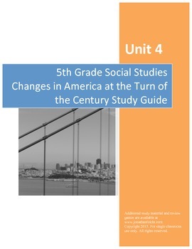 Preview of Changes at the Turn of the Century Study Guide--Fifth Grade Social Studies