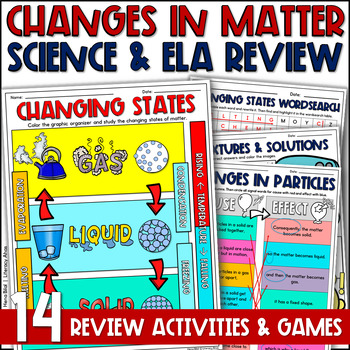 Preview of Changing States of Matter Review 5th Grade After Testing Packet Science ELA 