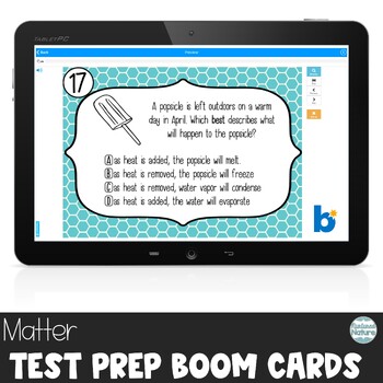 Preview of Changes in Matter Science Test Prep Boom Cards - Freeze Melt Evaporate