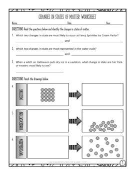 Changes in States of Matter Worksheet by Elly Thorsen | TpT