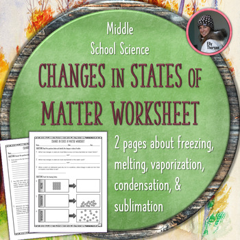 Preview of Changes in States of Matter Worksheet (Phase Changes)