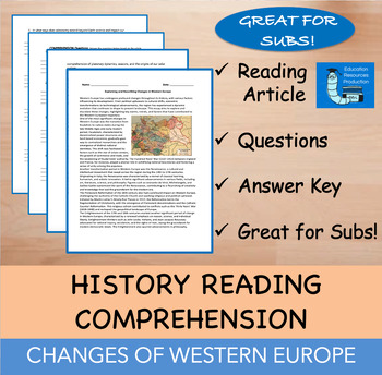 Preview of Changes in Western Europe - Reading Comprehension Passage & Questions