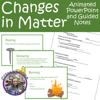 Preview of Changes of Matter PowerPoint & Notes