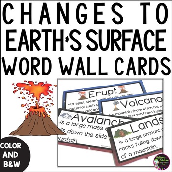 Preview of Changes to Earth's Surface Vocabulary Cards With Definitions