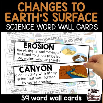 Preview of Changes to Earth's Surface Vocabulary Word Wall Cards 4th and 5th Grade Science