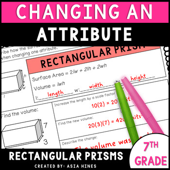 Preview of Changing Attributes of a Rectangular Prism Guided Notes and Practice Worksheet