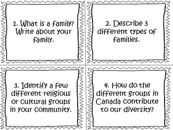 Changing Family and Community Traditions Task Cards and Worksheets