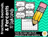 Changing Fractions, Decimals, & Percents - Task Cards