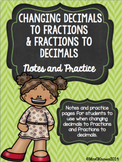 Changing Fractions to Decimals Notes and Practice