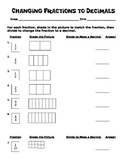 Changing Fractions to Decimals Worksheet