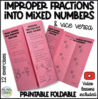 Preview of Changing Improper Fractions into Mixed Number Foldable INB