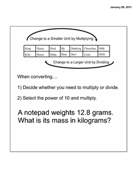 Preview of Changing Metric Units
