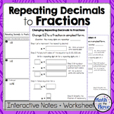 Convert Repeating Decimals to Fractions - Notes &Practice 