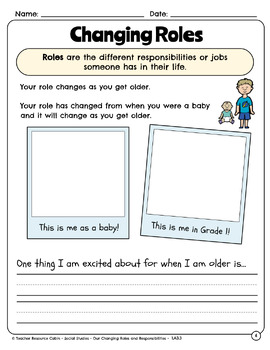 Changing Roles and Responsibilities Workbook (Grade 1 Social Studies)
