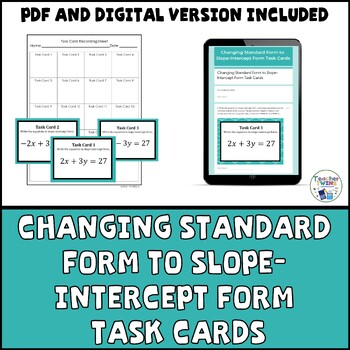 Preview of Changing Standard Form to Slope-Intercept Form Task Cards