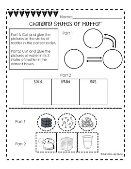 Preview of Changing States of Matter FREEBIE